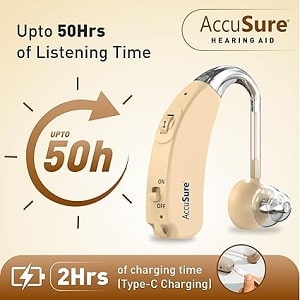 AccuSure Digital Hearing Aid Amplifier for Adults & Seniors – Rechargeable, Volume Control, Small & Lightweight Sound Enhancer - Image 2