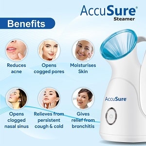 AccuSure Nano Ionic Facial Steamer For Home Facial Deep Cleaning,Steam Breath Machine For Adults/Kids, Best For Men/Women Beauty Spa At Home - Image 4