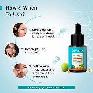 Pilgrim 10% Vitamin C Serum for Glowing Skin with 5% Niacinamide, Hyaluronic & Glycolic Acid - Image 4