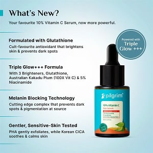 Pilgrim 10% Vitamin C Serum for Glowing Skin with 5% Niacinamide, Hyaluronic & Glycolic Acid - Image 3